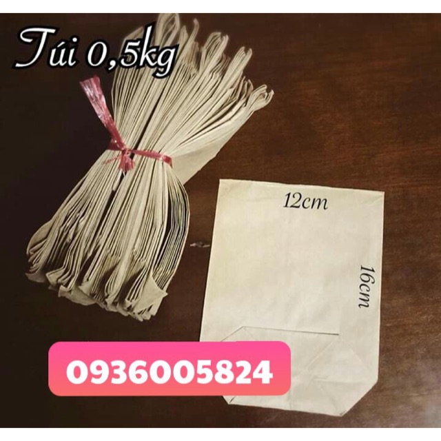 50 túi giấy T0,5  ( túi giấy kraft 12x16)