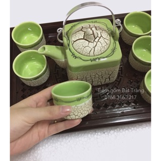 Bộ ấm chén men rạn vuông