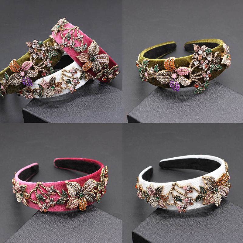 Flgo Băng Đô Cài Tóc Bản Rộng Đính Đá Thời Trang Sang Trọng