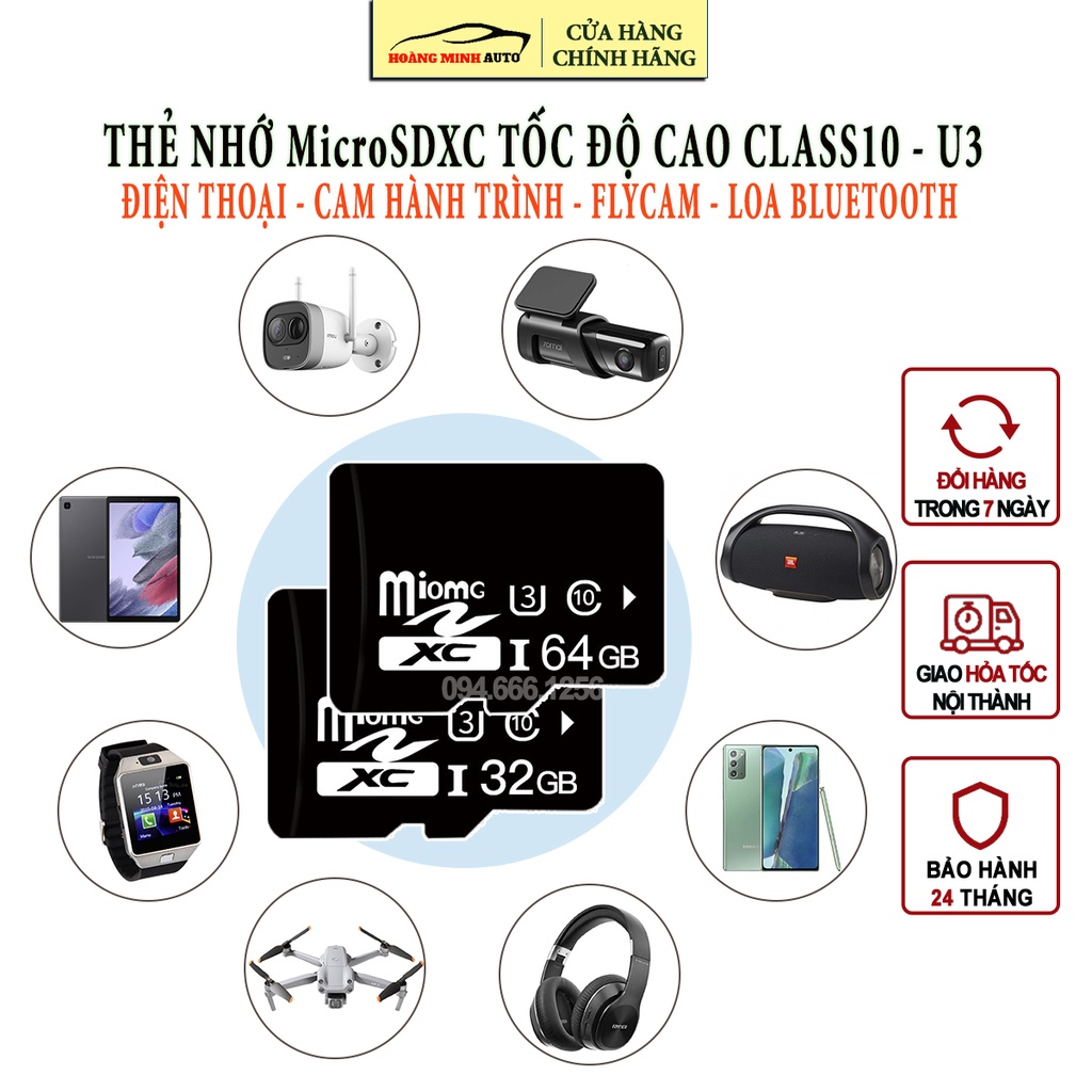 Thẻ Nhớ 32Gb 64Gb Tốc độ cao Class 10 -  U3 chuyên dụng cho camera - cam hành trình - điện thoại - flycam - BH 24 tháng