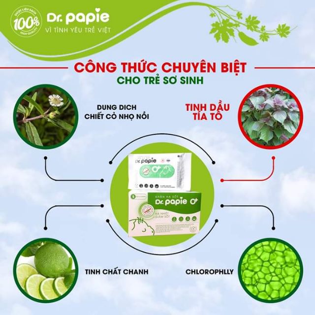 Khăn lau hạ sốt Dr Papie