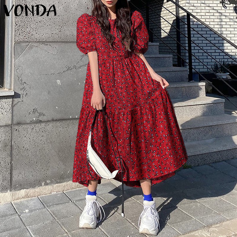 Đầm Vonda Tay Ngắn Hoạ Tiết Hoa Thiết Kế Dáng Rộng Thoải Mái | BigBuy360 - bigbuy360.vn