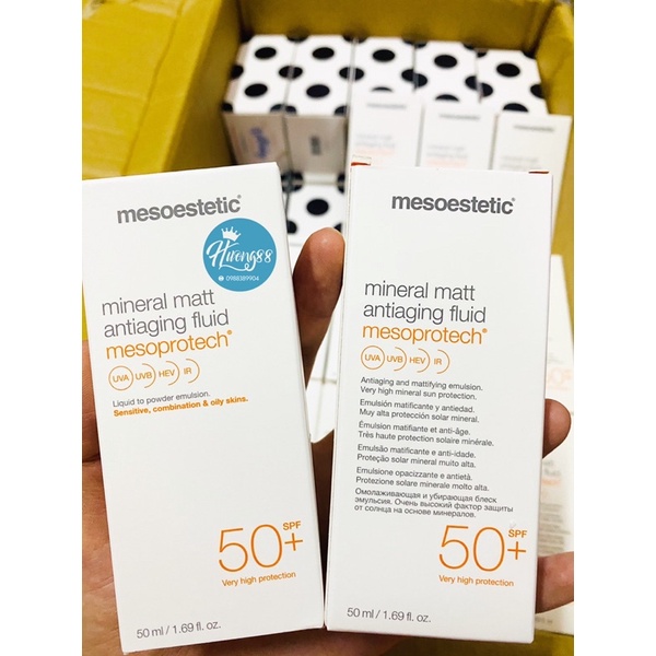 Kem Chống Nắng Mesoestetic Mesoprotech Mineral Matt Antiaging Fluid SPF50 50ml