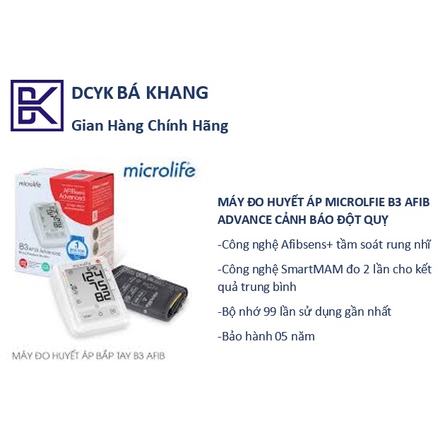 MÁY ĐO HUYẾT ÁP MICROLFIE B3 AFIB ADVANCE CẢNH BÁO ĐỘT QUỴ CHỈ VỚI 1 LẦN ĐO