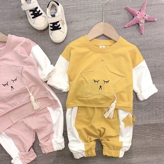 BỘ NỈ HÌNH SAO PHỐI TRẮNG CHO BÉ