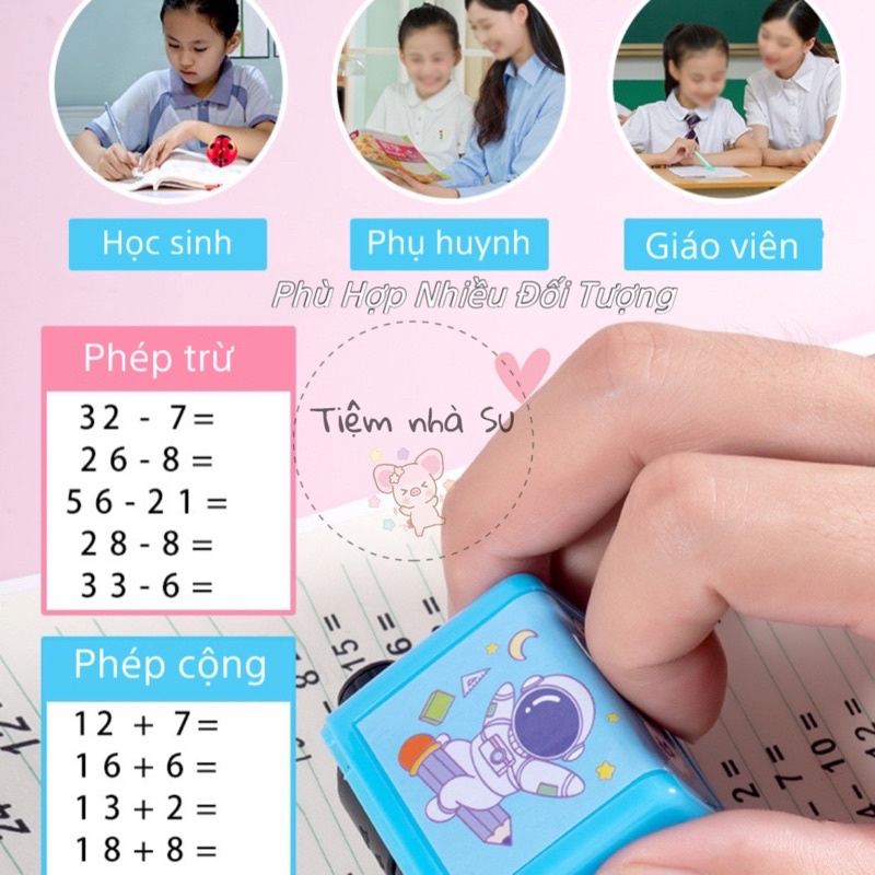 [ Đủ 4 dấu] Con lăn , máy tạo, máy in phép tính cộng trừ nhân chia ngẫu nhiên thông minh dành riêng cho bé