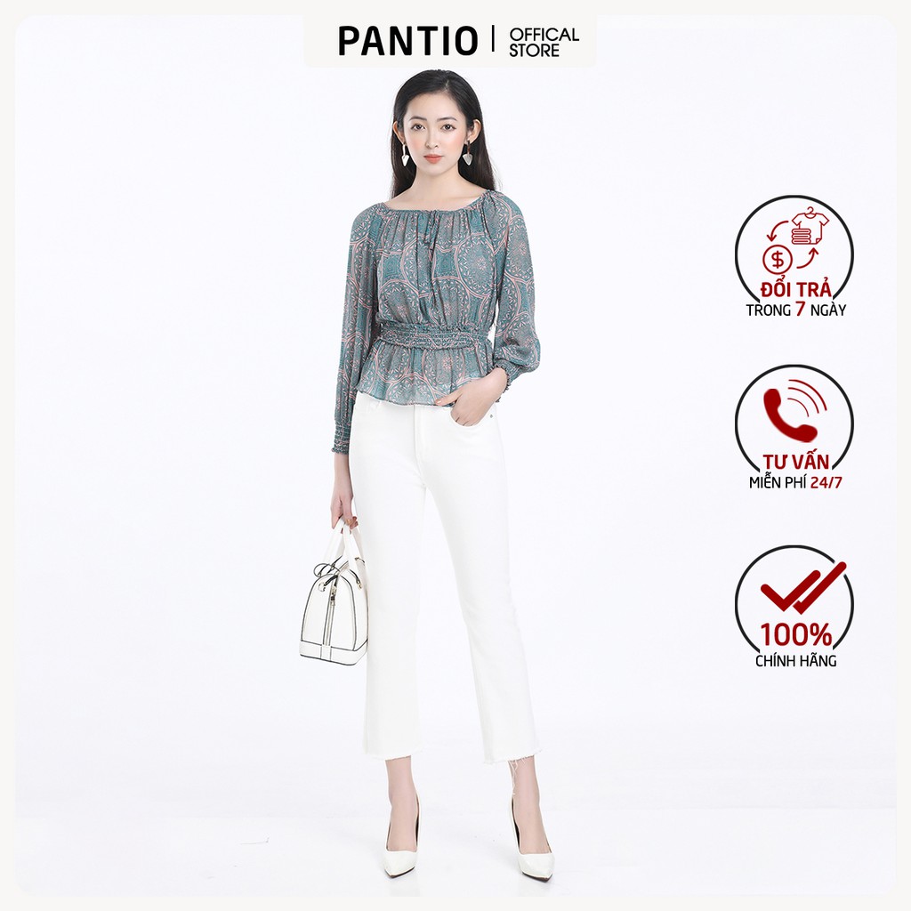 Áo sơ mi chất liệu chifon mỏng họa tiết độc đáo dáng boom ôm eo FAS12517- PANTIO