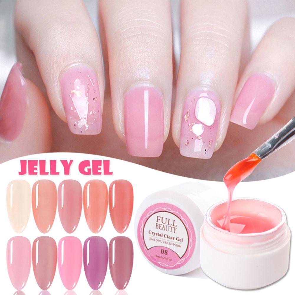 BJIA Varnish Nail Gel Semi Permanent|Pink Color Ice Translucent Gel Manicure Nails Art Gel For Baking UV Led Nail Polish