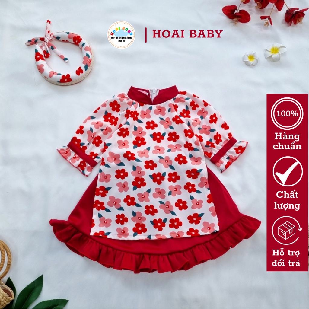 Áo dài cách tân lụa mango cao cấp, có mấn, màu đỏ sắc xuân cho mẹ và bé diện đồ đôi siêu yêu