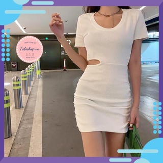 Đầm body khoét eo váy nữ ôm màu đen sexy hottrend 2022