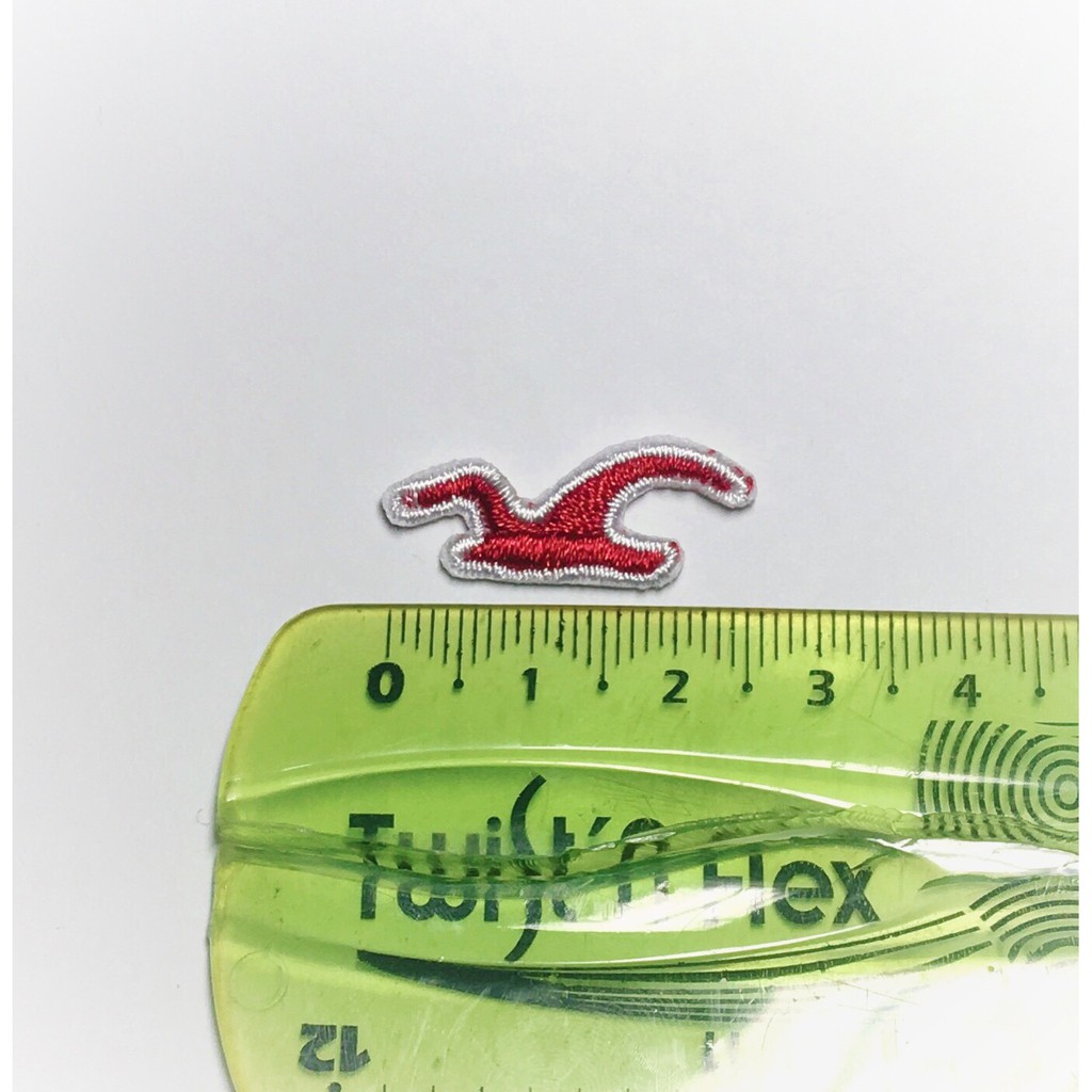 Patch / sticker / miếng thêu rời hình logo Hollister con én đỏ có keo ủi trang trí quần áo jean