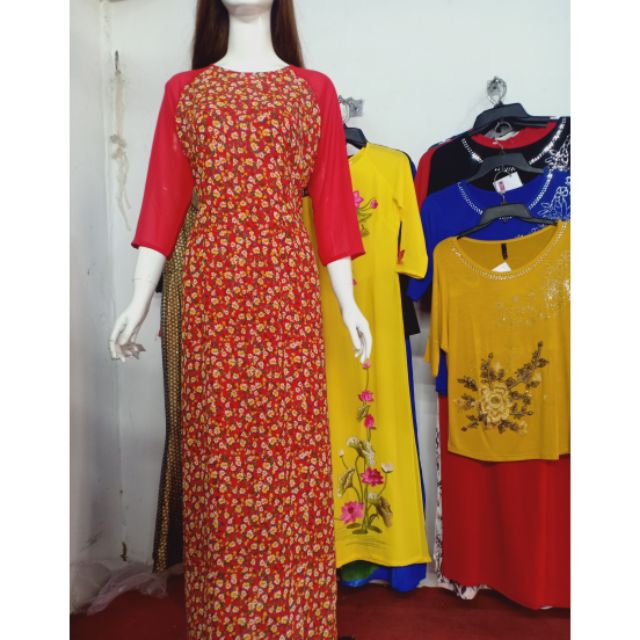 Áo dài hoa nhí 4 tà