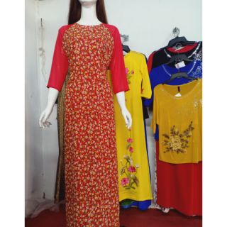 Áo dài hoa nhí 4 tà