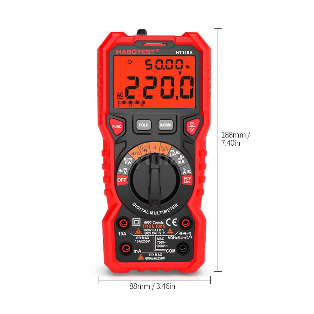 Đồng hồ vạn năng HABOTEST HT118A RMS bộ đếm 6000 AC/DC