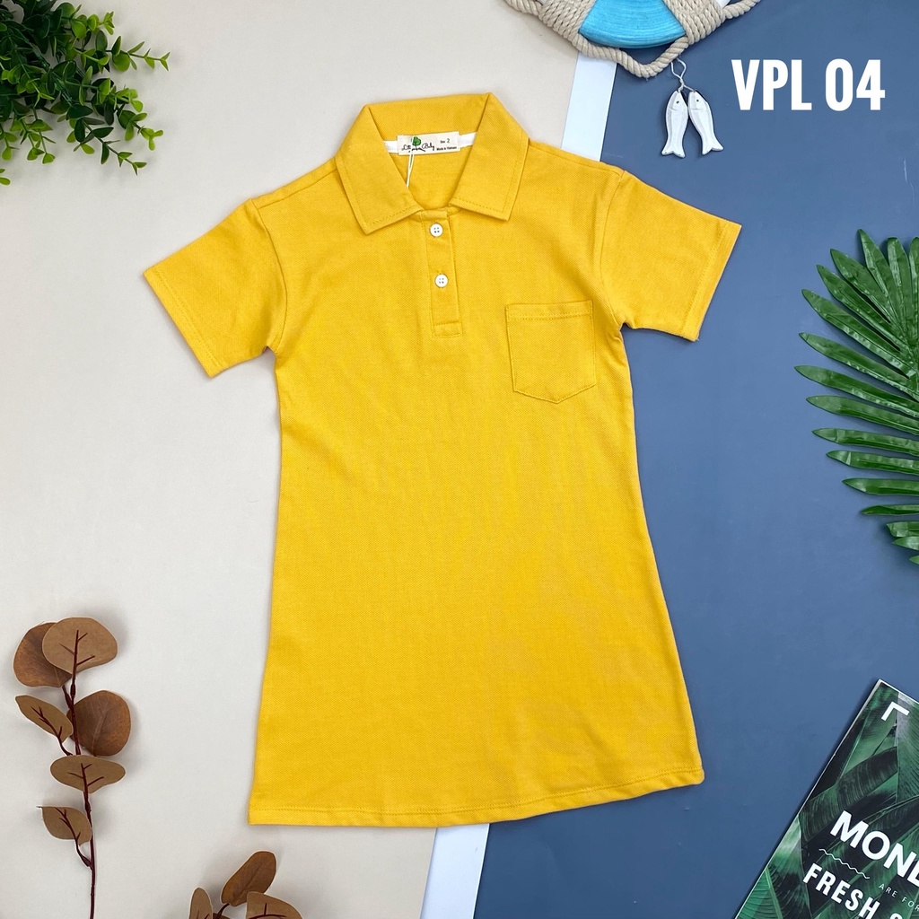 Váy có cổ bé gái LITIBABY cộc tay 1 túi, size 2/8T, chất cotton mềm mát