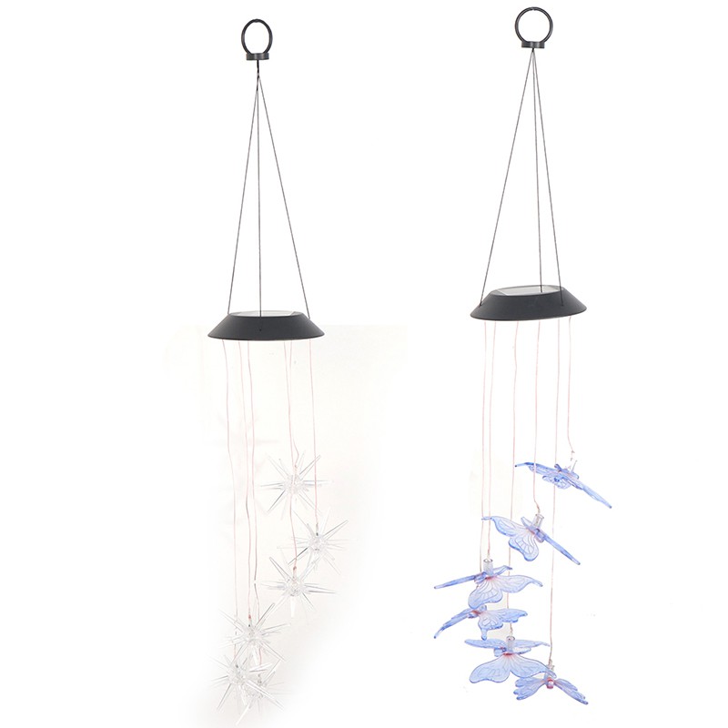 [baishangworshipwell♥]Solar Color Changing LED Butterfly Wind Chimes Garden Hanging Light Lamp Decor