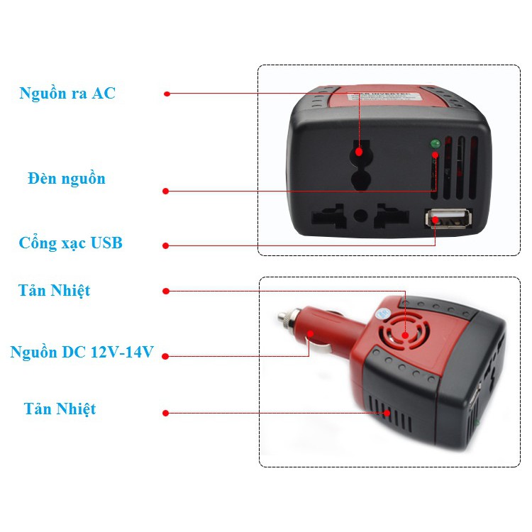 Bộ chuyển đổi nguồn 12V-220V tiện ích - cao cấp