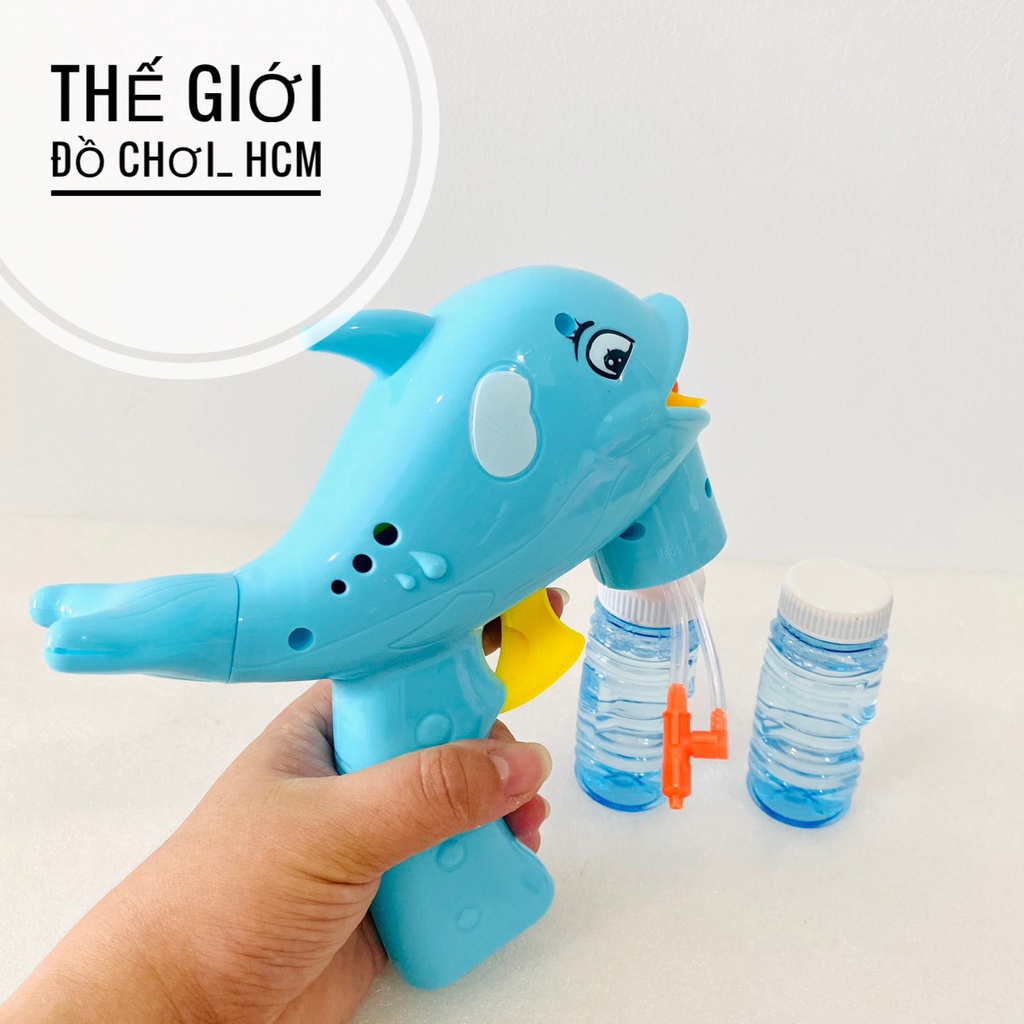 [HÌNH THẬT- CLIP THẬT] Đồ chơi trẻ em súng bắn bong bóng xà phòng hinh cá heo dễ thương dành cho bé gái, bé trai