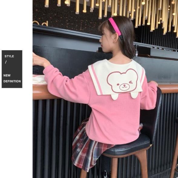 TB ☌∈Bộ Áo Sweater + Chân Váy Xếp Ly Thời Trang Mùa Thu Hàn Quốc Cho Bé Gái 4 5 6 7 9 8 10 11 12 13 14 15 Tuổi