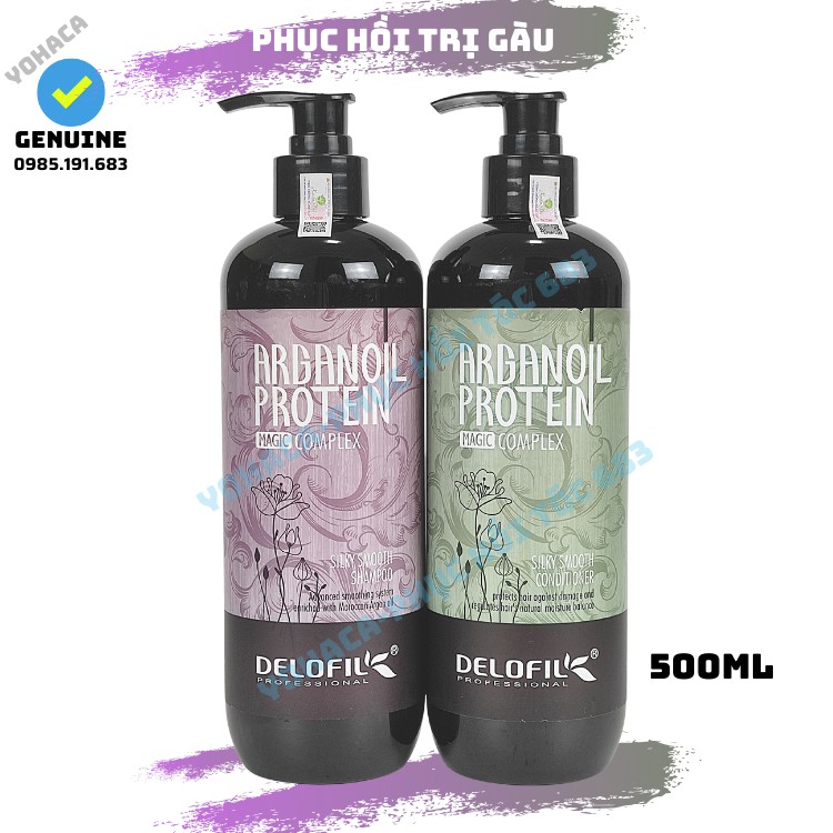 Cặp Dầu Gội Xả Delofil Phục Hồi Sạch Gàu 500mL