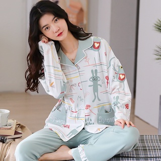 [ẢNH THẬT] BỘ PIJAMA NỮ DÀI TAY mẫu mới nhất, tông đỏ style Hàn QuốC - Shop Thủy Bông