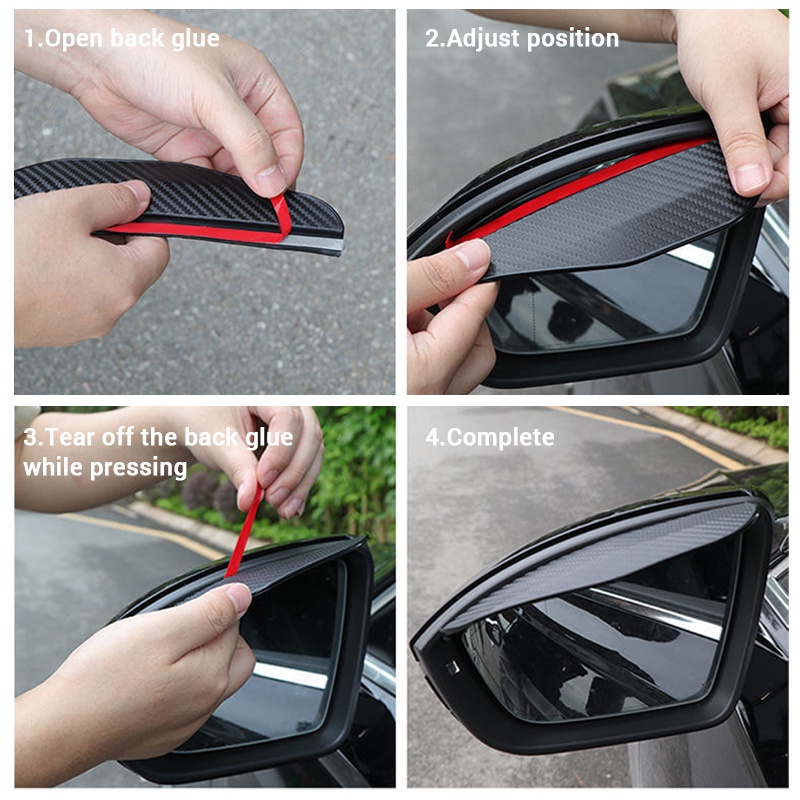 Set 2 miếng che gương chiếu hậu xe hơi SEAMETAL chống mưa và nắng PVC sợi carbon thông dụng