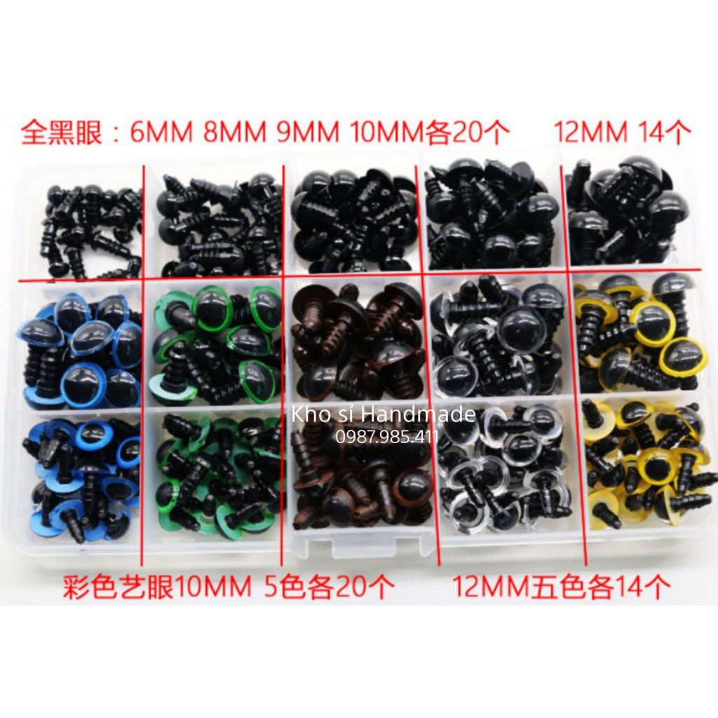Hộp Mắt Thú Có Chốt An Toàn Đủ Màu - 264 cái
