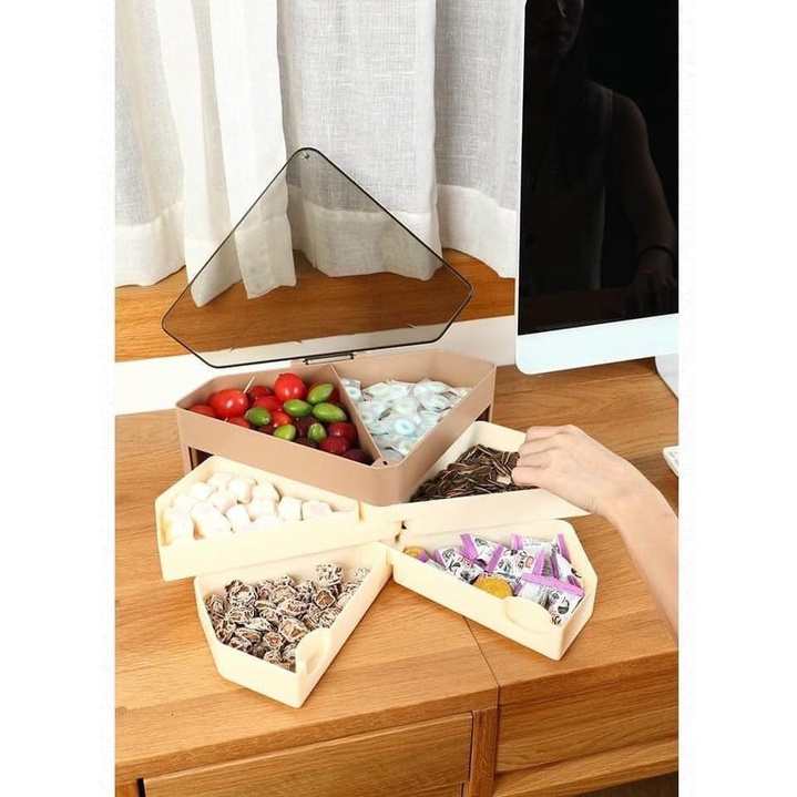 Khay Mứt Kim Cương 3 Tầng Cánh Xòe Thông Minh Hình Tam Giác