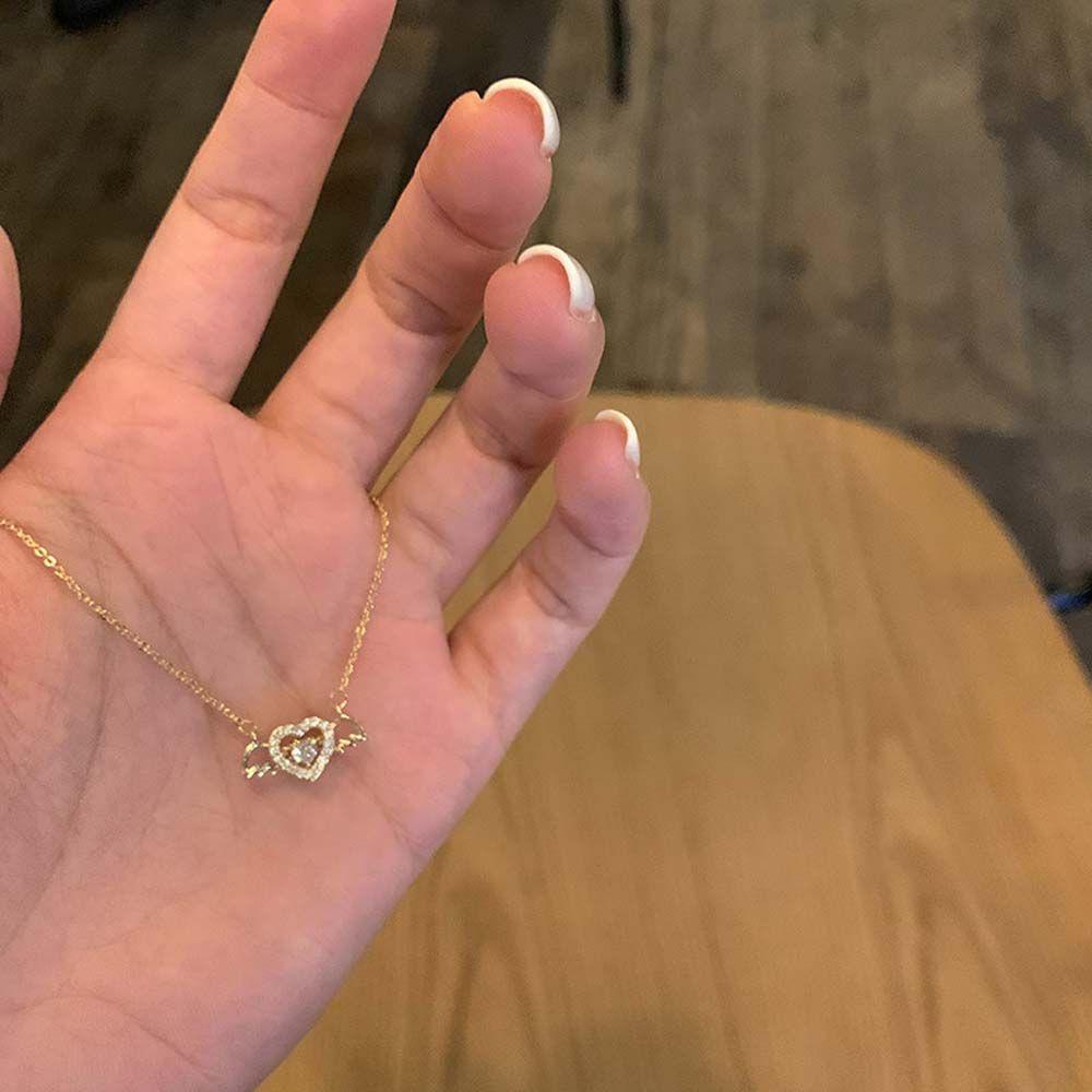 AROMA Vòng cổ Mặt Hình Trái Tim Đính Đá Thời Trang Cho Nữ