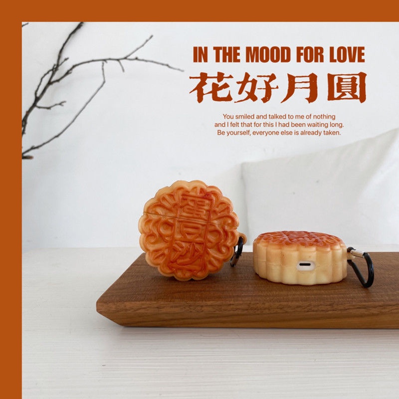 Vỏ Bảo Vệ Hộp Sạc Tai Nghe Airpods 1 2 Pro 3 Apple bluetooth Không Dây Hình Bánh Trung Thu Sáng Tạo