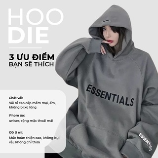 Áo Khoác Hoodie Essentials Nam Nữ, Form Rộng Unisex Chất Nỉ Bông Dày Màu Đen HDAS 908 Unichic