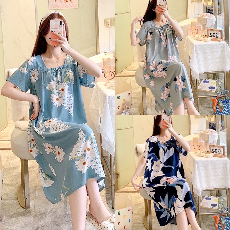 (Mới) Váy mặc nhà, váy bầu lanh lụa cực nhẹ mát, mềm mịn