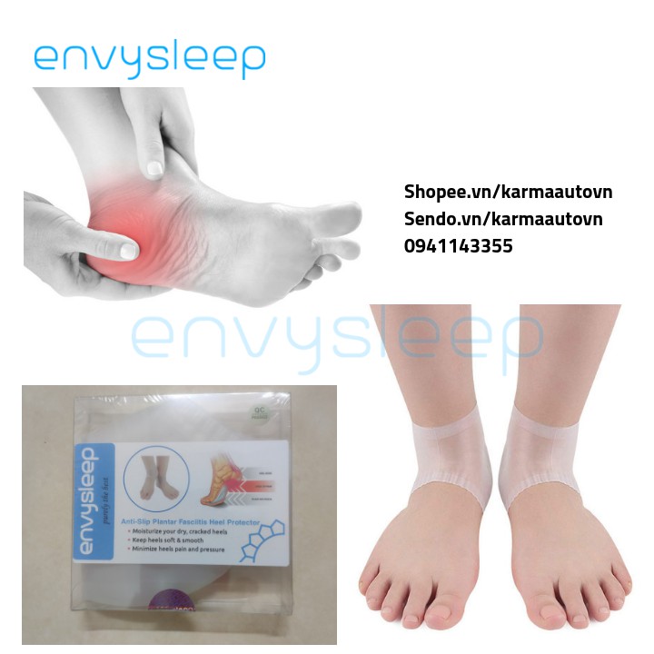 Vớ lót giày silicon giảm đau gót chân Envysleep, size 38 đến 45,  phù hợp cho người ra nhiều mồ hôi