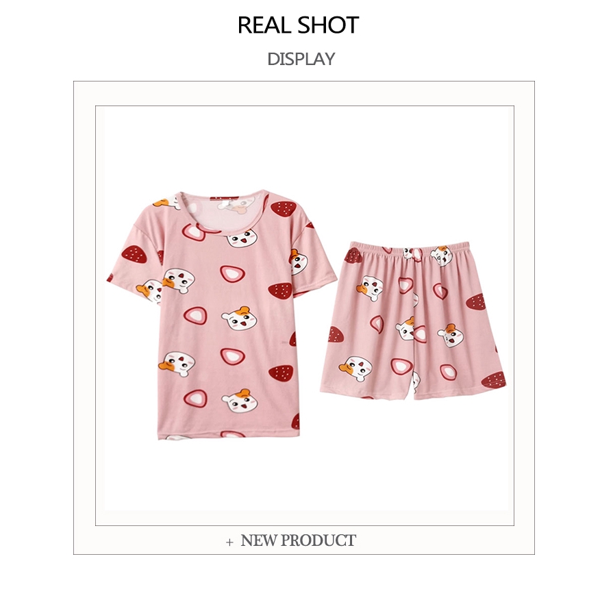 xiaohan korea loose short sleeve sleepwear women's pajama sets motif female cute cartoon print large size thin nightwear | BigBuy360 - bigbuy360.vn