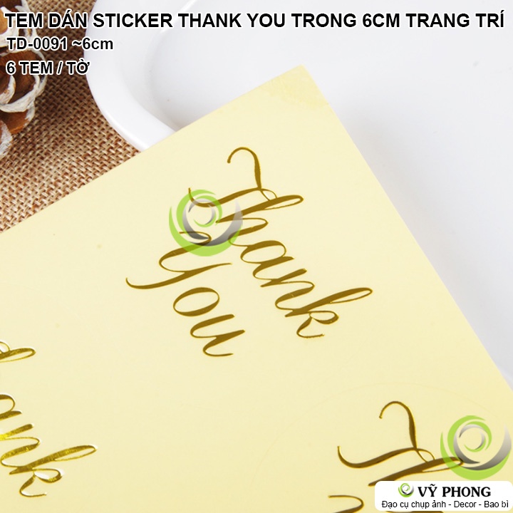 TEM DÁN STICKER NHÃN DÁN CHỮ THANK YOU TRONG SUỐT 6CM TRANG TRÍ NIÊM PHONG BAO BÌ HỘP QUÀ TẶNG TD-0091