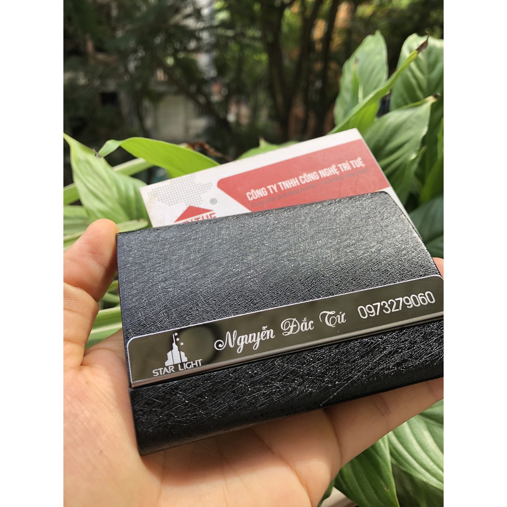 Hộp name card chia nhiều ngăn, khắc tên hộp đựng ATM bằng da ở HÀ Nội giá rẻ