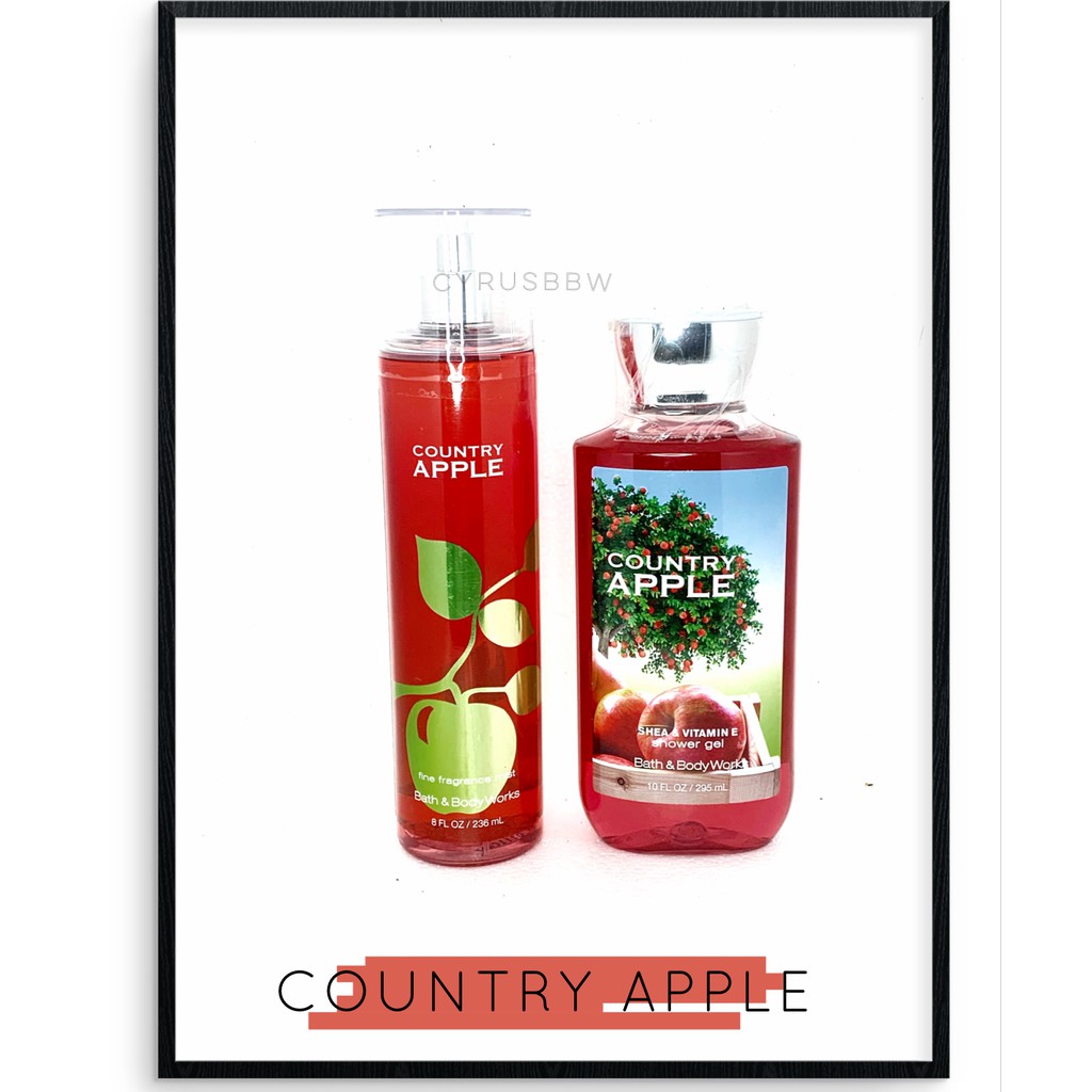 Bộ Sản Phẩm Tắm, Xịt Thơm, Lotion Bath &amp; Body Works Country Apple 236ml Từ Mỹ