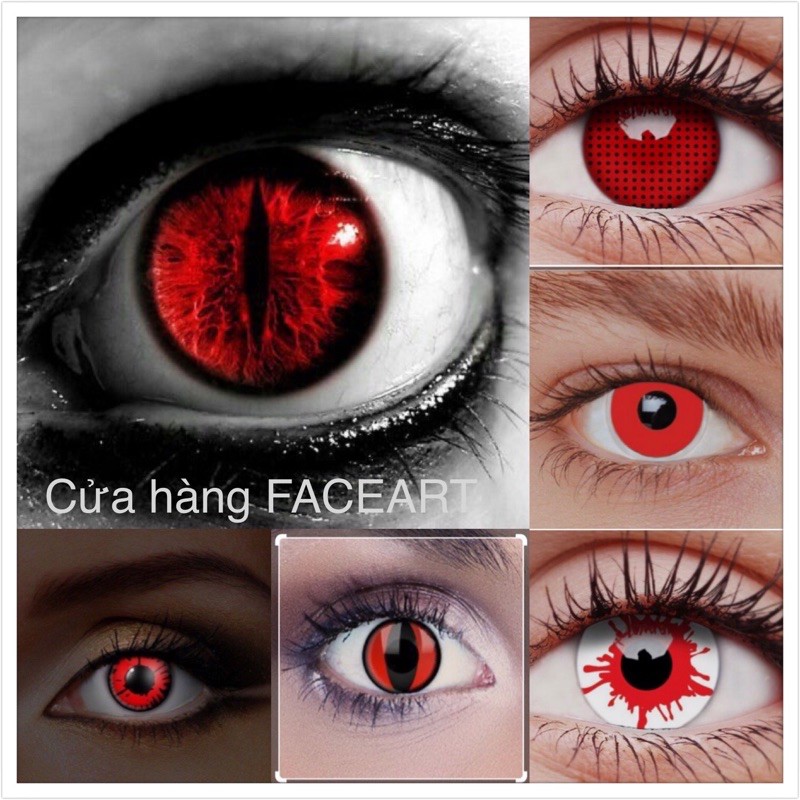 LENS Cosplay Màu đỏ - contact lens halloween- kính áp tròng màu đỏ/ trắng/ vàng/ xanh