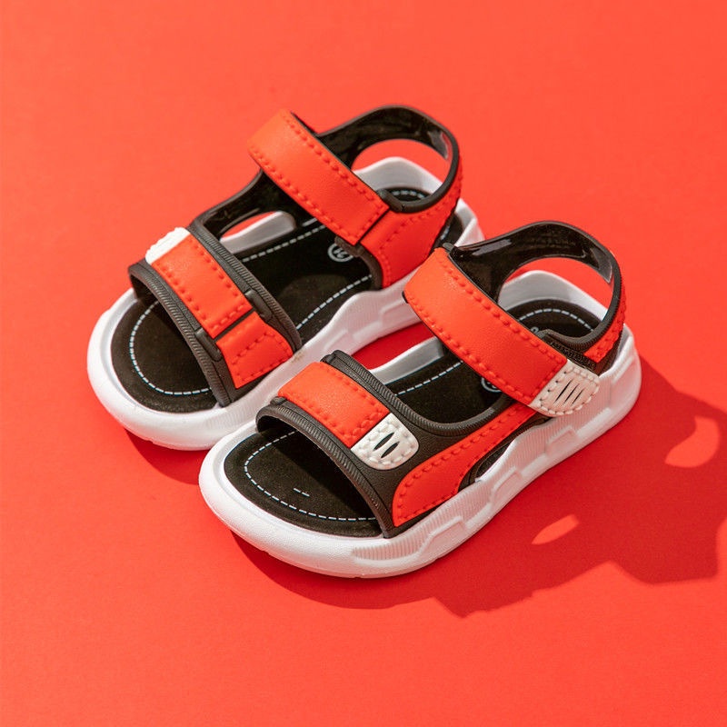 Giày sandal thể thao đế bằng từ da mềm chống trượt thời trang mùa hè cho bé trai 1-12 tuổi