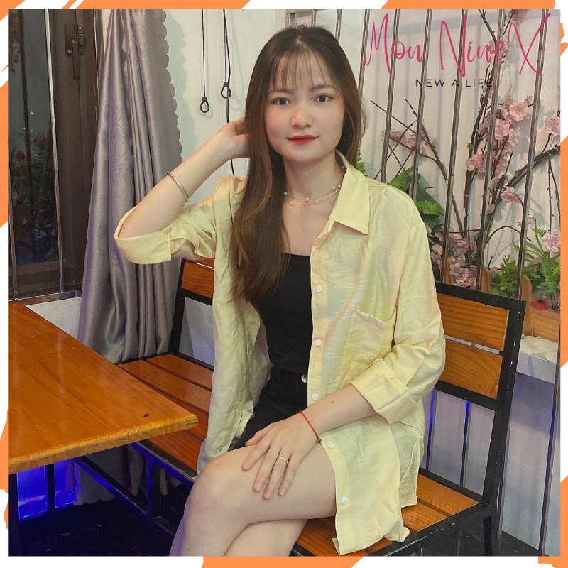 Áo Sơ Mi Nữ Tay Dài Mon Ninex Hàn Quốc , Sơ Mi Đũi Form Rộng Cao Cấp Nhiều Màu