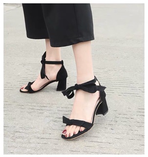 Giày cao gót nơ buộc đế 6cm