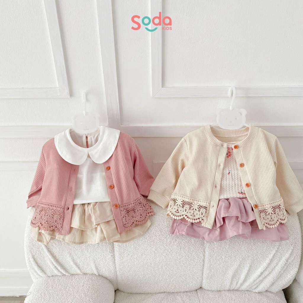 Áo khoác cardigan cho bé gái SODA KIDS phối ren phong cách Hàn Quốc ( nhiều màu )