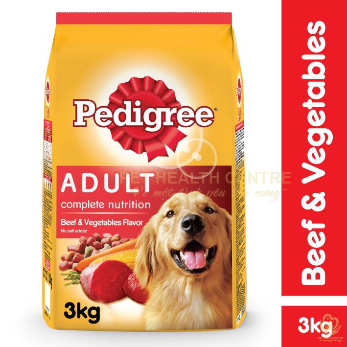 [3kg] Thức ăn Pedigree dành cho chó vị thịt bò & rau củ túi 3kg