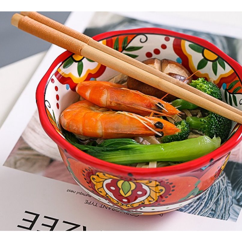 Bát Ăn Cơm Sứ, Hàng Đẹp, Dày, Họa Tiết Châu Âu Hoài Cổ