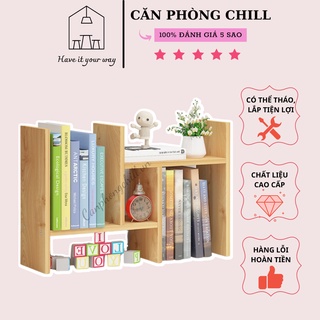 Kệ sách mini để bàn trang trí bằng gỗ- Giá sách gỗ để bàn nhỏ gọn tiện lợi lắp ghép dễ dàng | KT: 35x(36-60)x17cm