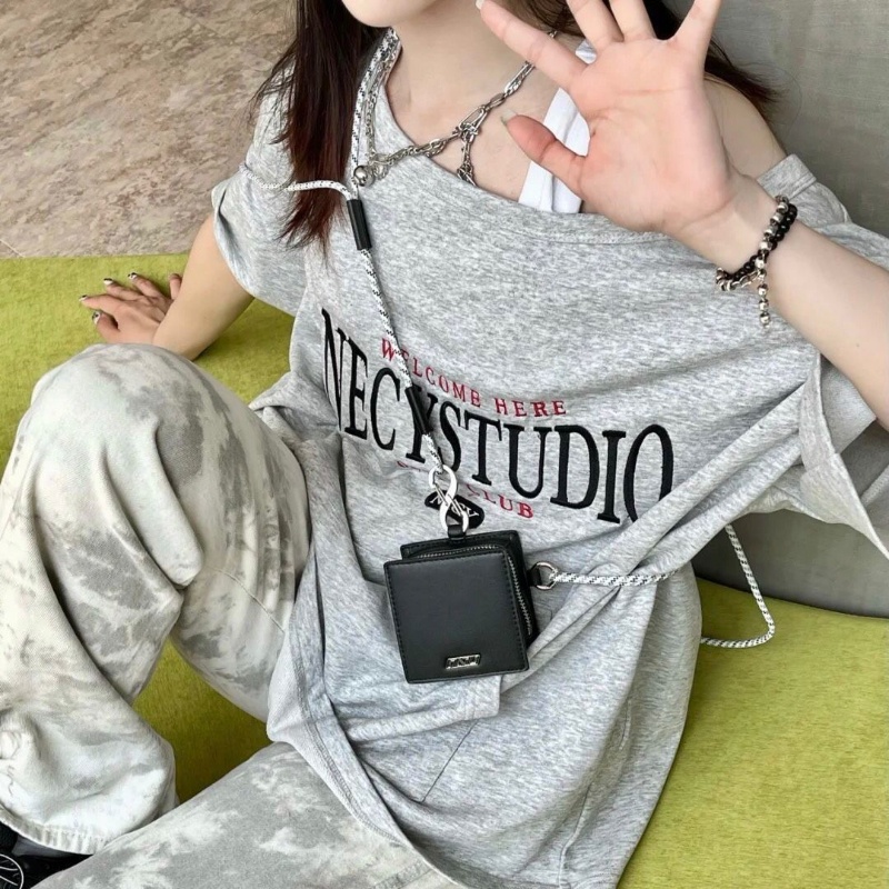 Set đồ COZOKC gồm áo thun không tay và áo khoác ngoài ngắn tay trễ vai phong cách Hàn Quốc cho nữ