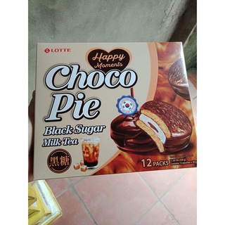 Bánh Choco Pie Lotte trà sữa đường đen hộp 12 cái 336g