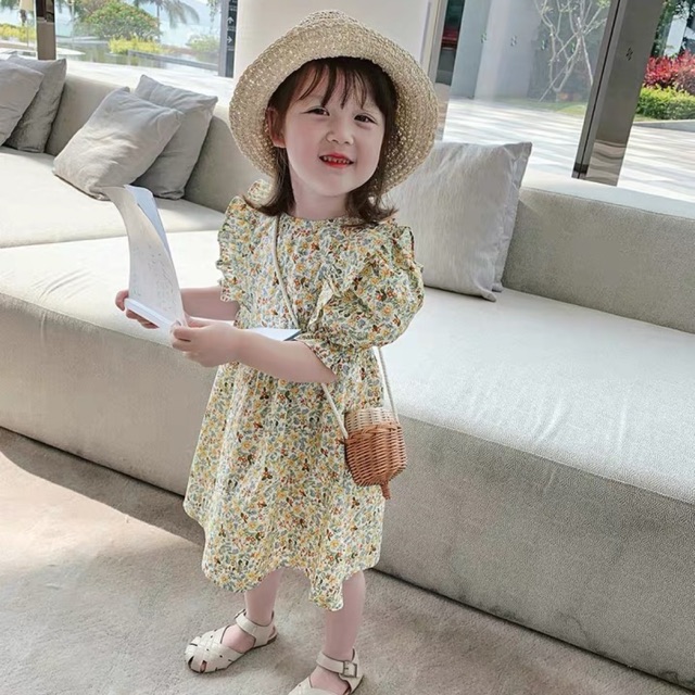 Váy hoa nhí tay bồng dành cho bé