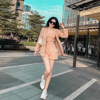 Set vest 3 món 2 màu nude/đen