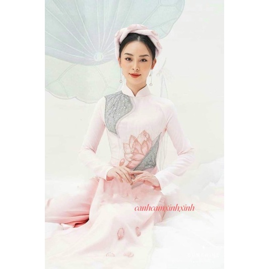 Bộ áo dài 4 tà đính phale cao cấp, kèm video thật tại shop